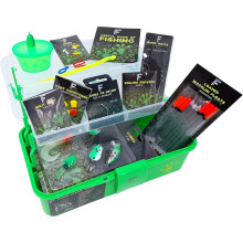 FLADEN Fishing - Junior River Loaded Coarse Terminal Tackle Box Set - Ideal Bits and Pieces Starter Accessory Set For Kids - PINK or GREEN 2 Tray