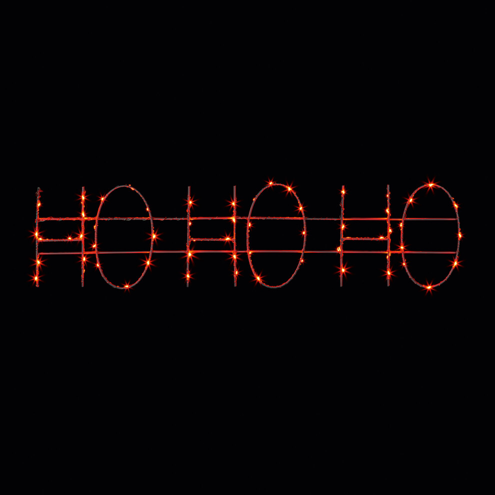80cm Outdoor HO HO HO Flashing LED Light Up Christmas Silhouette Motif Decoration