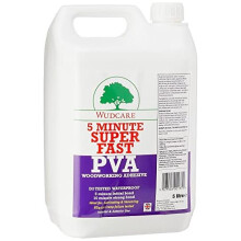 WUDCARE WCFPVA5000 Five Minute Super Fast PVA Woodworking Adhesive Wood Glue 5 L, Clear, 5l