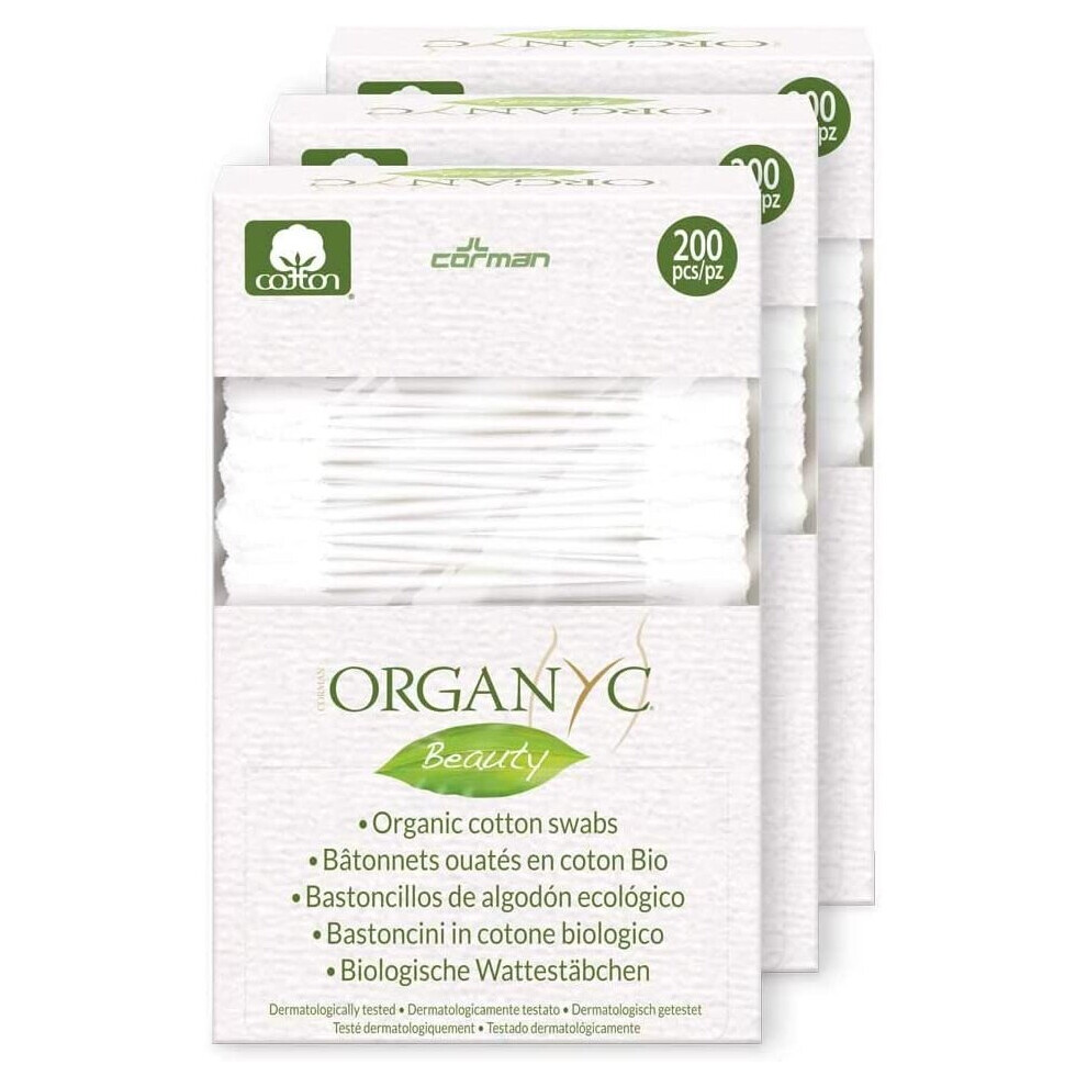 Organyc Cotton Buds Made From 100% Organic Cotton In Biodegradable Packaging, Pack Of 4 (4 X 200)