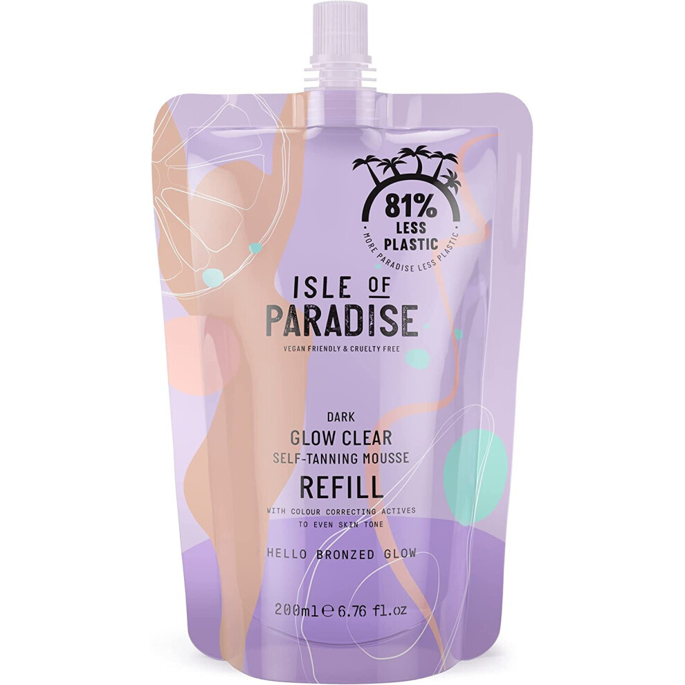 Isle of Paradise Fake Tan Mousse Refill, Violet (200 ml) Self Tanning Mousse Refill Pouches, Natural Ingredients & Vegan, (Pack of 1)