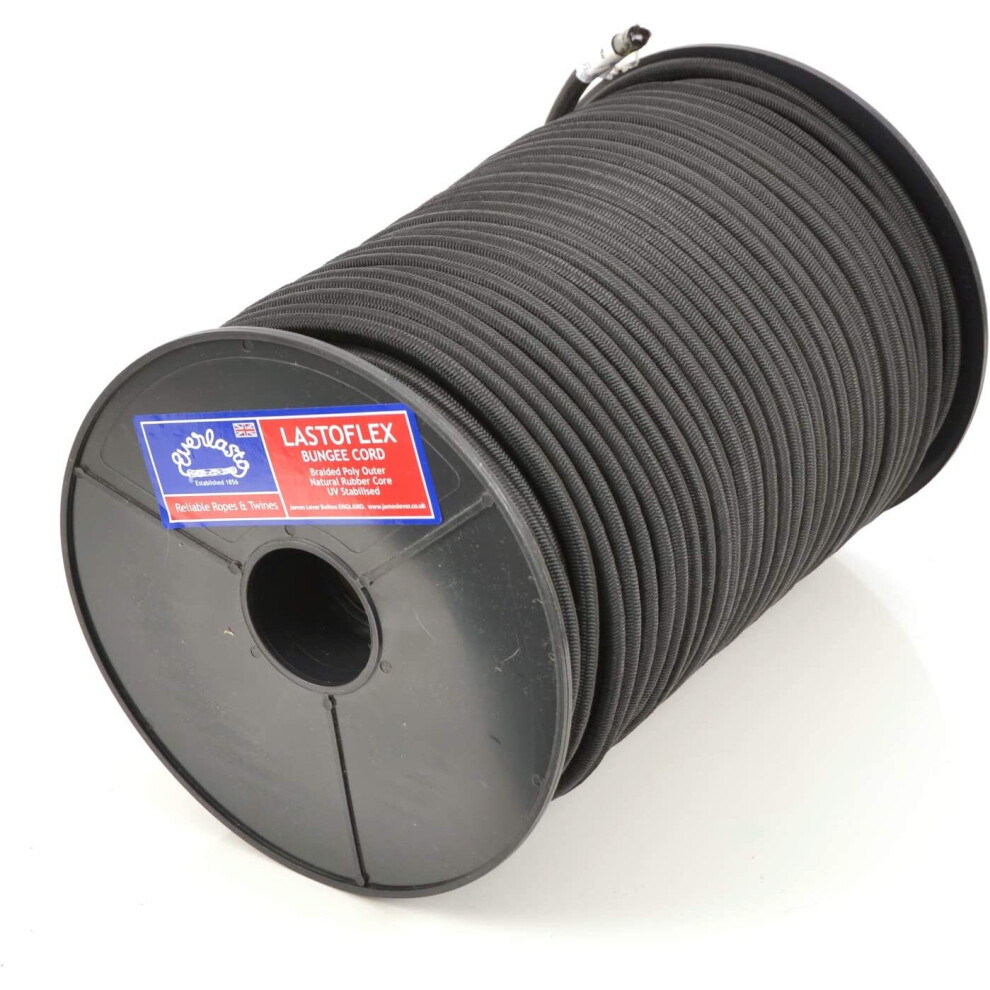 Everlasto Lastoflex Bungee Cord Black 100M Reels - 4Mm 5010467021079