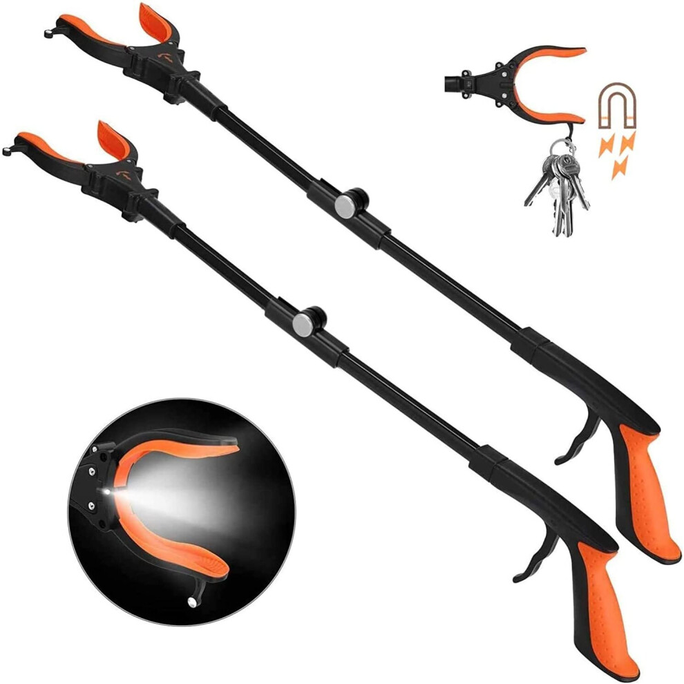 Kekoy Light 2Pcs Foldable Litter Picker Grabber With 80Cm Grabber Reacher Tool, Deft Grippers For Disabled And Elderly, 90? Rotating Head With Anti-Slip