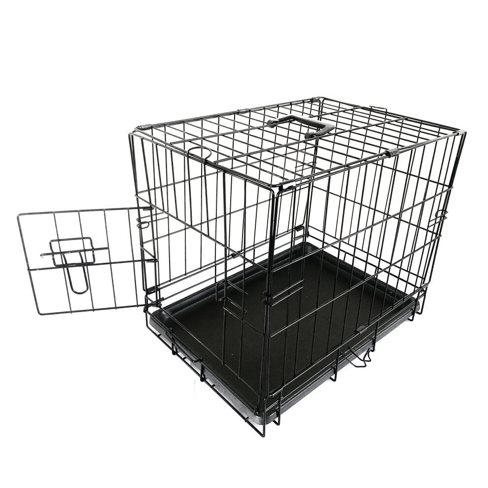 (18 inch) FoxHunter Pet Dog Crate Folding With Door and Tray