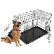 (48 inch) FoxHunter Pet Dog Crate Folding With Door and Tray