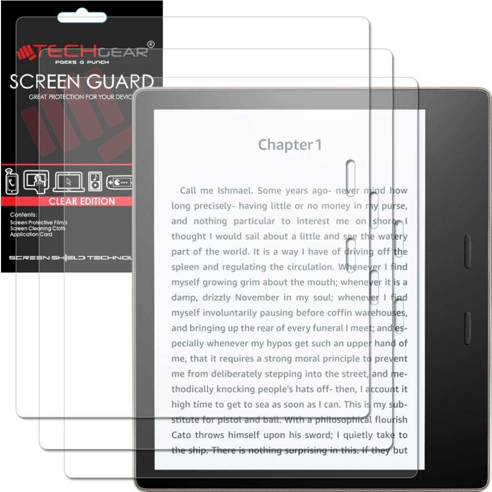 TECHGEAR [3 Pack] Screen Protectors for Amazon Kindle Oasis 3 (2019 Release / 10th Generation) CLEAR LCD Display Screen Protectors Cover Guards