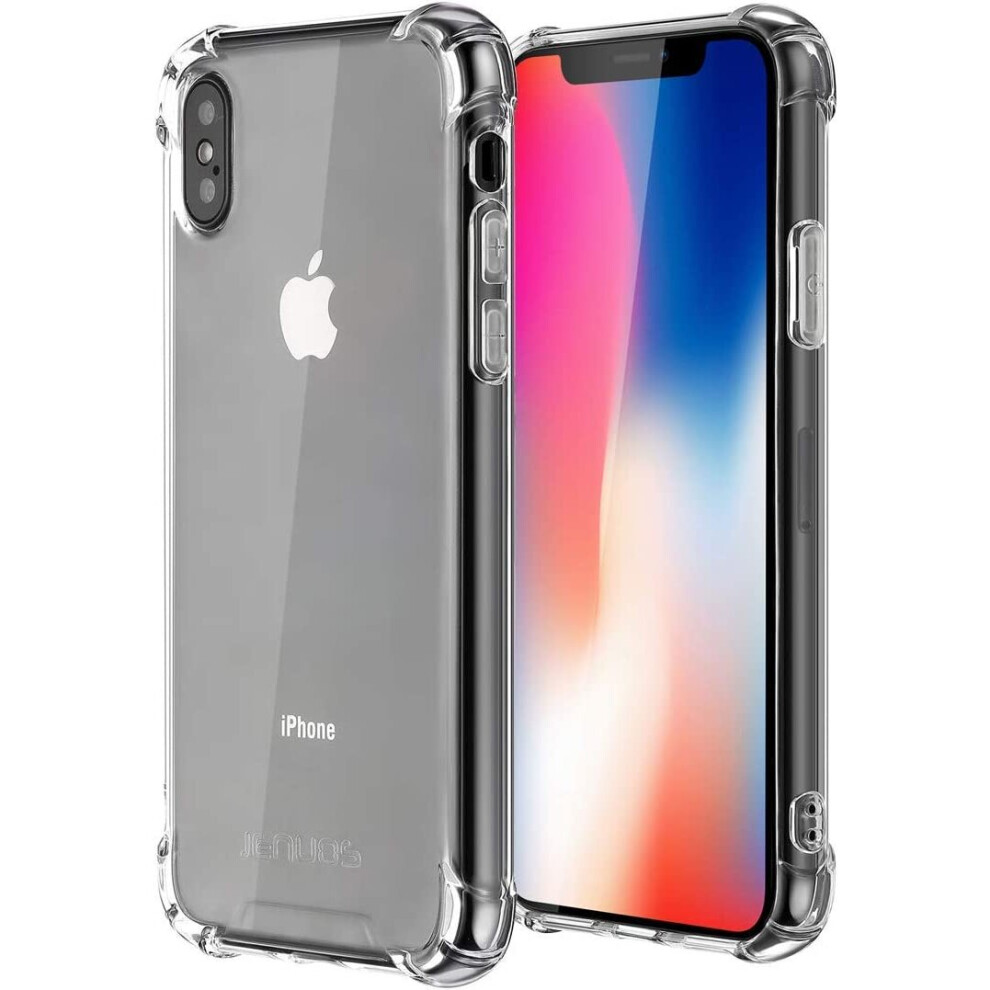 iPhone X Case, iPhone Xs Case, Jenuos Silicon TPU Clear Shockproof Case Cover for iPhone XS/iPhone X 5.8", Transparent Bumper - Clear (IX-TPU-CL)