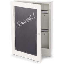 Zeller Key Cabinet Blackboard 22x5x30cm of Wood, Black/White, 22 x 5 x 30 cm