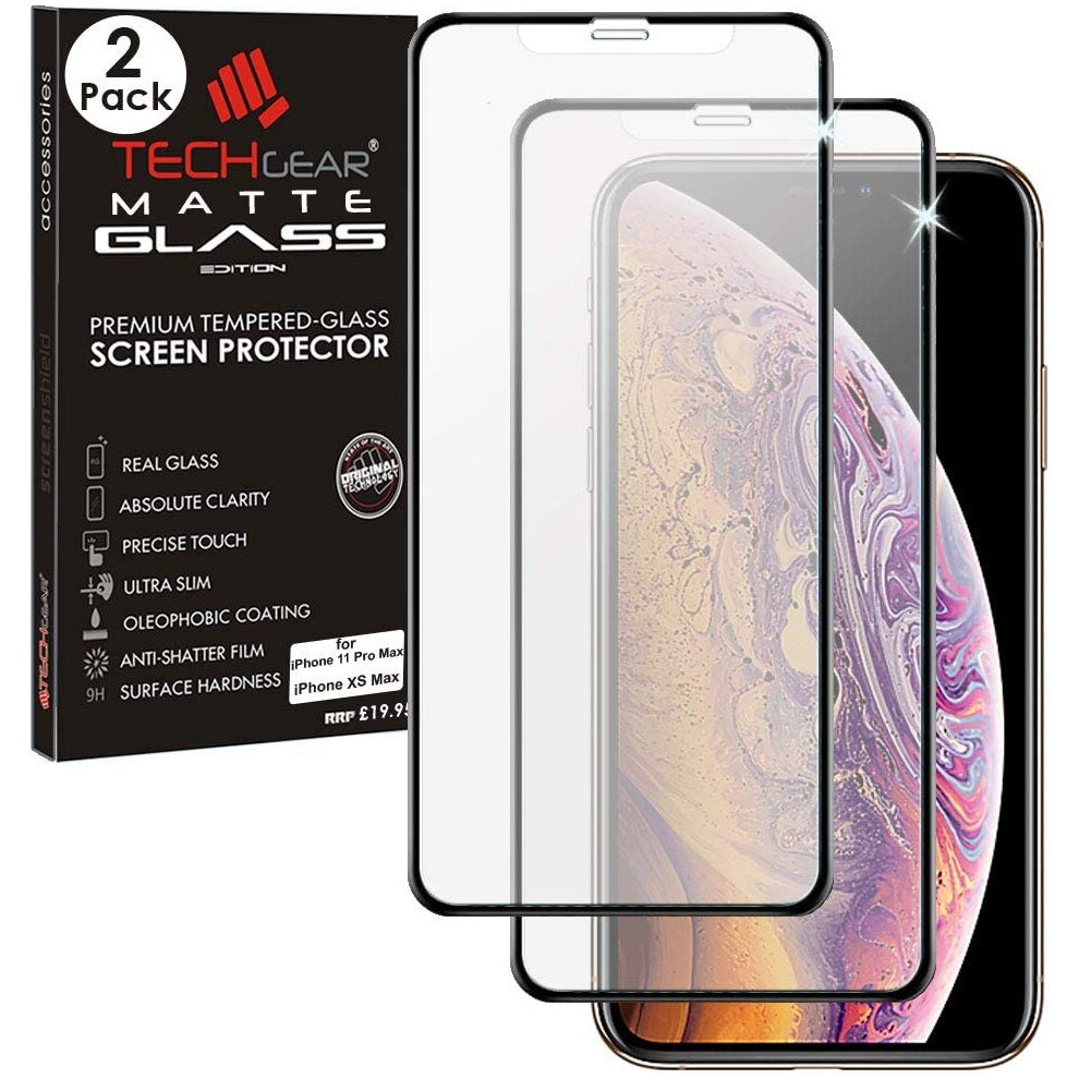 Techgear [2 Pack Anti Glare Screen Protector For Iphone 11 Pro Max, Iphone Xs Max - Matte 3D Glass Edition Genuine Tempered Glass Full Screen