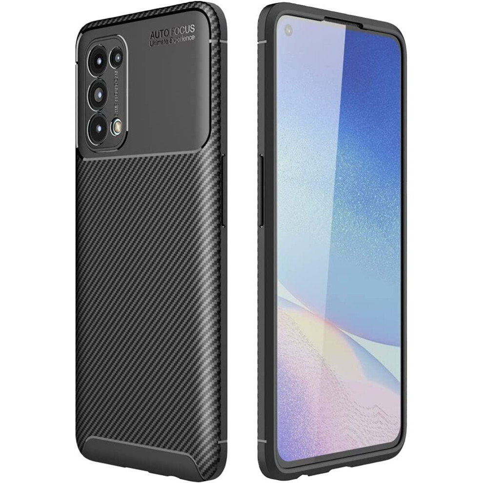 Techgear Carbon Fibre Case For Oppo Find X3 Lite 5G [Carbonflex Case] Flexible, Shockproof, Ultra Slim, Soft Tpu Protective Shell Cover With Carbon
