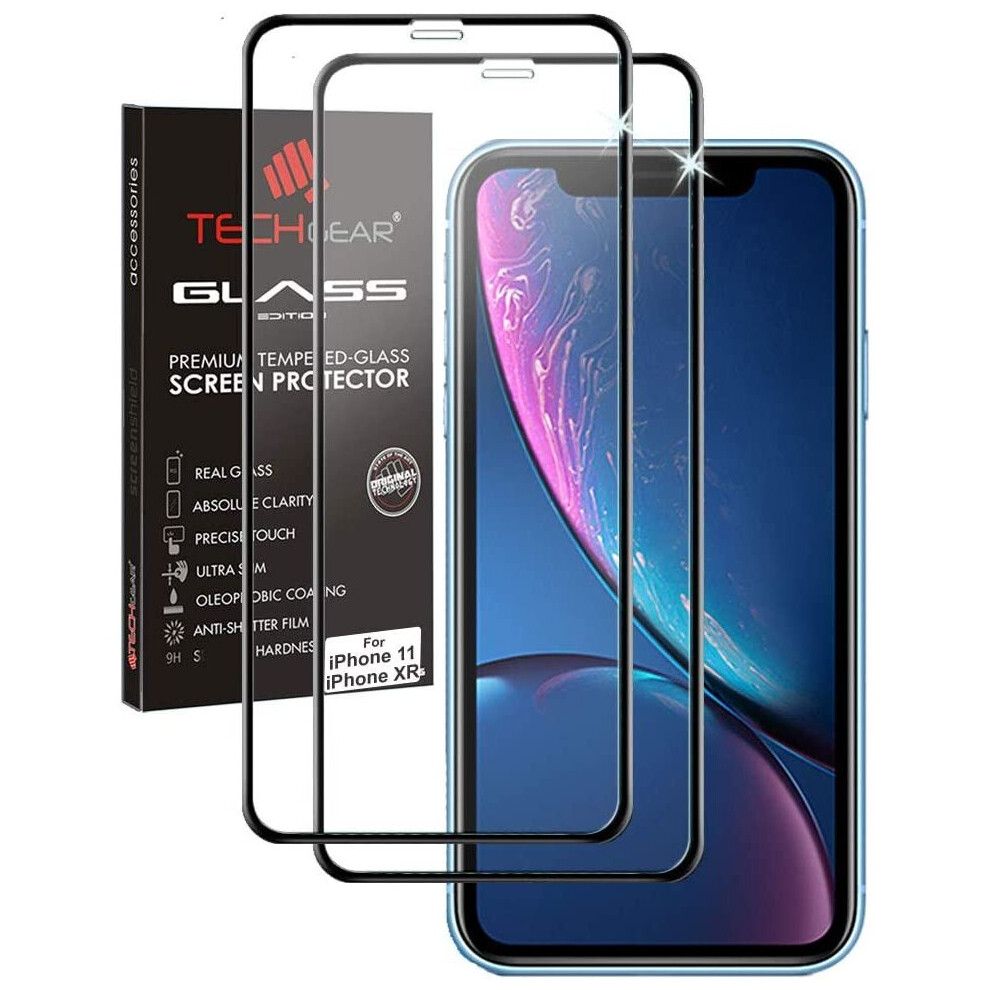 TECHGEAR [2 Pack Screen Protectors Compatible with Apple iPhone 11, iPhone XR [FULL Screen Adhesion] & [Full Coverage] 3D GLASS Edition Tempered Glass