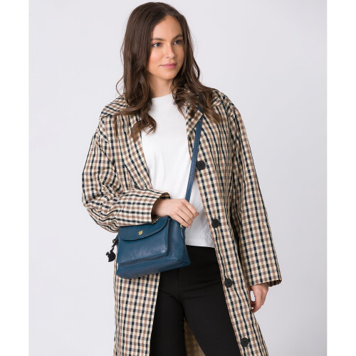 'Dainty' Snorkel Blue Leather Cross Body Bag 2