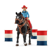 Schleich Farm World - 7-delige Barrel Racing Set - Western Rodeo speelgoedspeelset met Cowgirl beeldje, paardenfiguur en accessoires - Realistisch bo