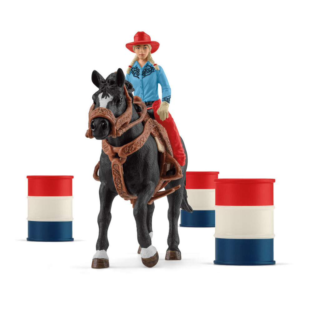 Schleich Farm World Cowgirl Barrel Racing Fun Toy Playset