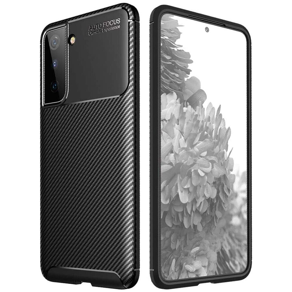 Techgear Galaxy S21 Case [Carbonflex Case] Premium Flexible Soft Shockproof Slim Fit Case Cover With Carbon Fibre Effect Designed For Samsung Galaxy