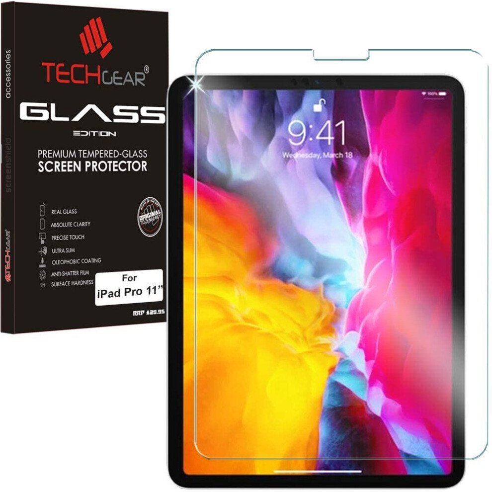 TECHGEAR GLASS Edition for iPad Air 4, iPad Pro 11" 2021 2020 2018 Genuine Tempered Glass Screen Protector Compatible with Apple Pencil & iPad Air 4