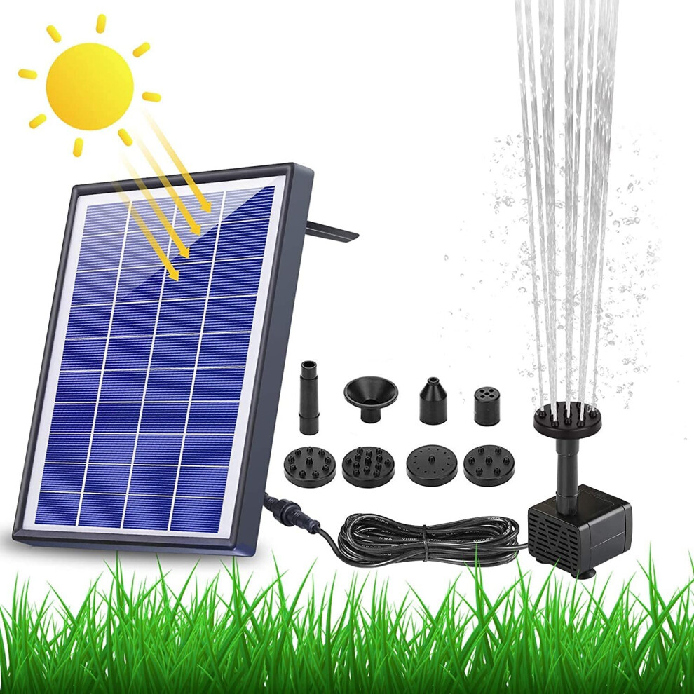 AISITIN 6.5 W Solar Fountain, Built-in 1500 mAh Battery, Upgraded Solar Pond Pump, Water Pump, Solar Floating Fountain Pump with 6 Fountain Styles for