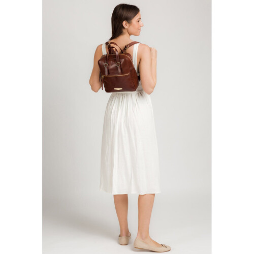 'Delfina' Italian Tan Vegetable-Tanned Leather Backpack 2