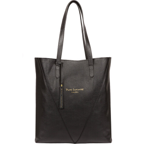 'Claudia' Black Leather Shopper Bag 1