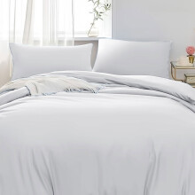 (Single: (137 x 200) cm., White) Duvet Quilt Cover Bedding Set Plain with Pillowcases Pair