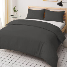 (King: (230 x 220) cm, Charcoal) Duvet Quilt Cover Bedding Set Plain with Pillowcases Pair