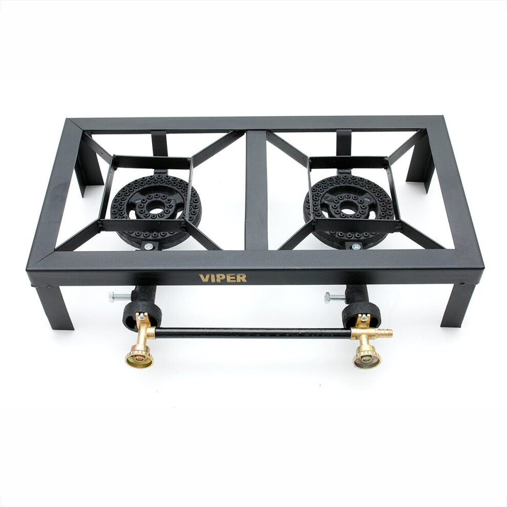 Viper Cast Iron LPG Gas Double Burner Boiling Ring Catering Stove Camping Propane TSGB