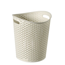 Cream Rattan Waste Paper Bin Curver Plastic Vintage Style Basket 13L