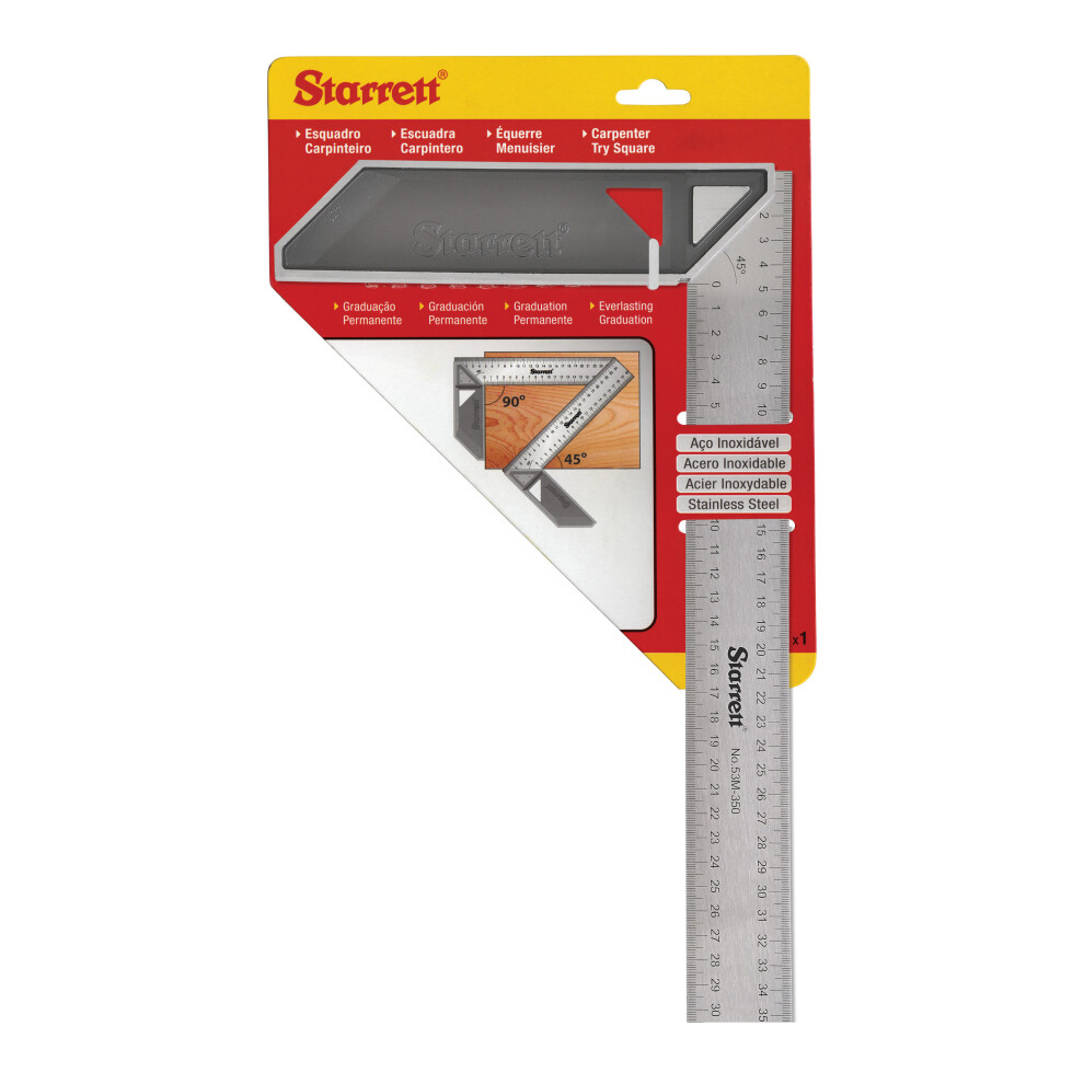 Starrett Stainless Steel Carpenter Try Square - 300mm (K53M-300-S)