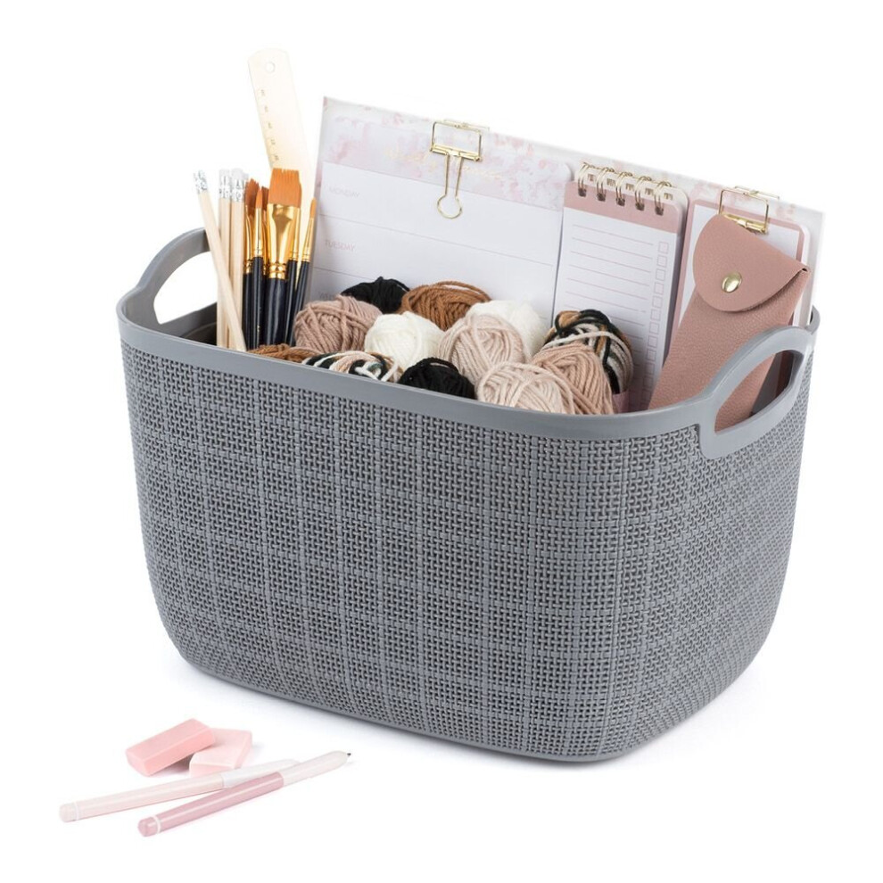 Livivo (25L (38X28.5x23.5cm)) Plastic Storage Baskets Grey