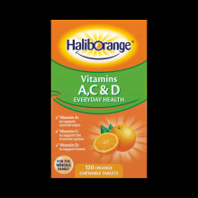 Haliborange Vitamins A,C & D Chewable Orange Tablets - 120 Tablets