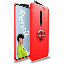 HERCN Case Compatible with Oppo Reno2 6.5",Ultra Slim Silicone TPU Protection Case with Metal Ring Grip Holder Support Magnetic Car Mount Function for