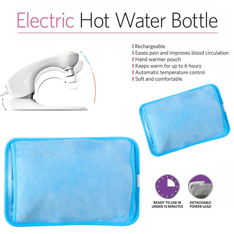 ELECTRIC RECHARGEABLE HOT WATER BOTTLE BED HAND WARMER MASSAGING HEAT PAD