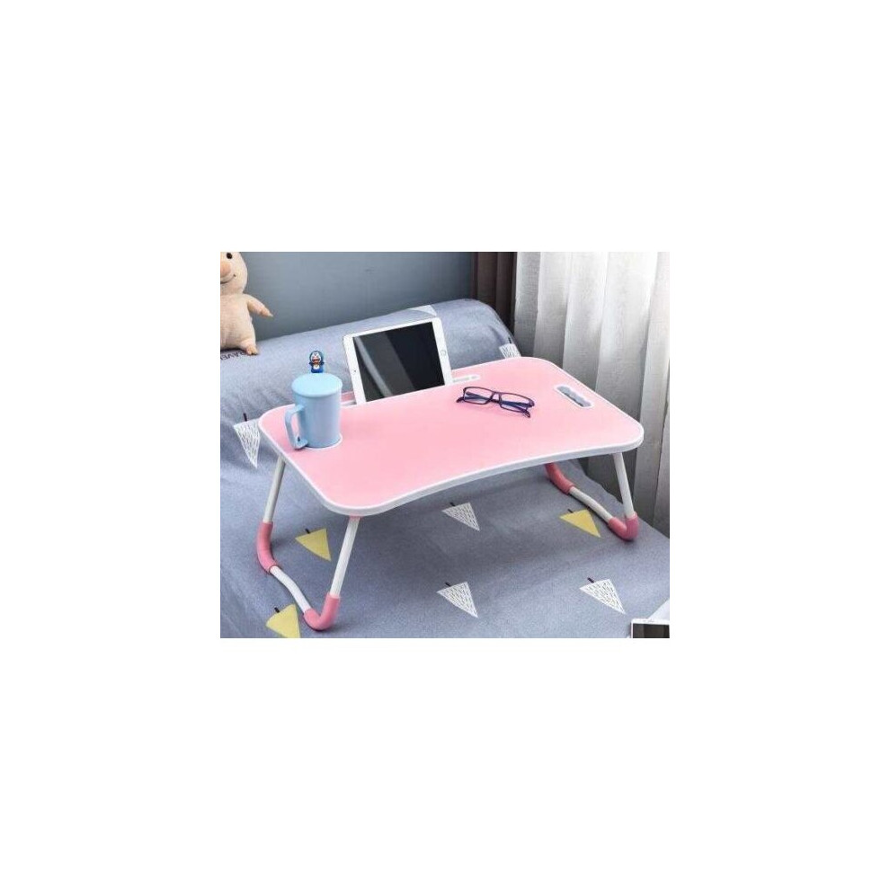 (PINK) CMY Folding Laptop Bed Lap Tray Holding Cup Slot
