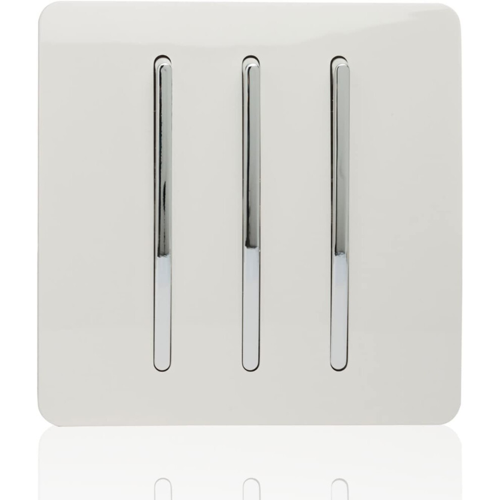 Trendi Switch Art-Ss6Wh 10 a Trendi 3 Gang 2 Way Artistic Modern Glossy Rocker Tactile Light Switch - Gloss White