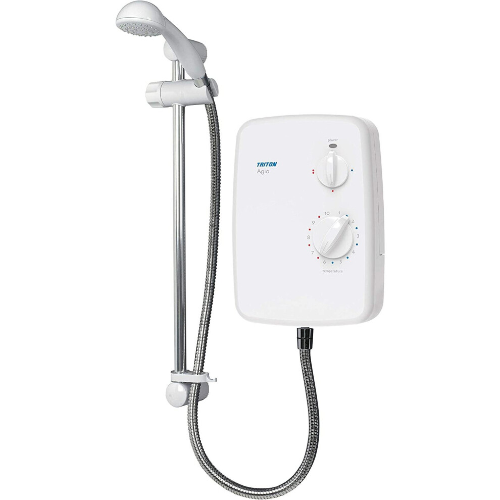 Triton Showers REAGI08WC Agio 8.5 kW Electric Shower with Riser Kit, White