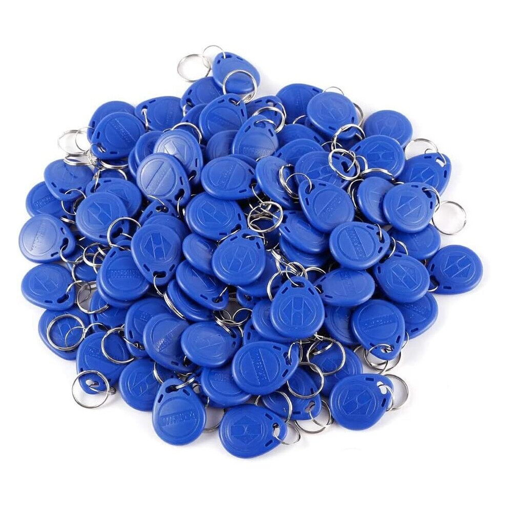 LUCINE 100pcs 125KHz RFID Keychains RFID Proximity Tag Blue Key fobs for Door Entry Access Control System TK4100/EM4100 (100IDPCS-Blue)