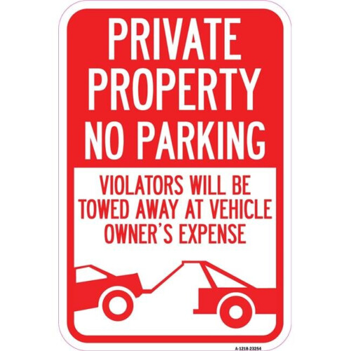 SignMission A-1218-23254 12 x 18 in. Aluminum Sign - Private Parking ...