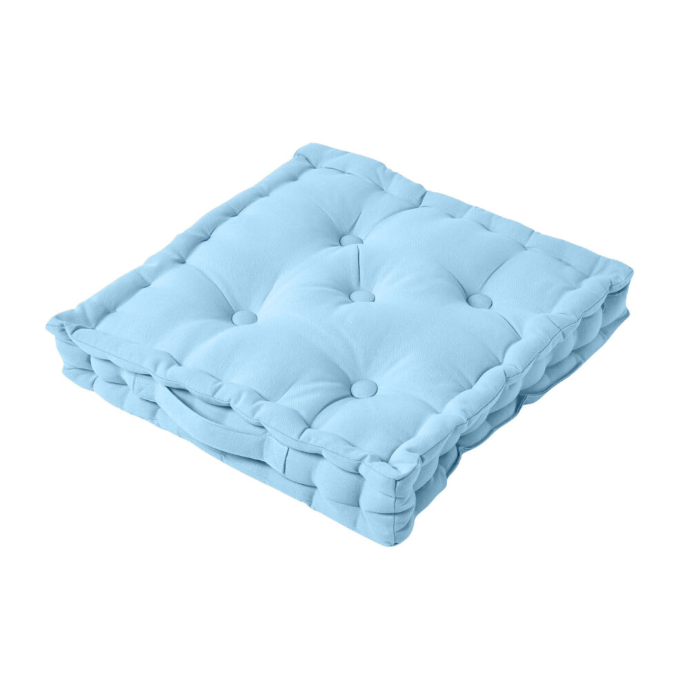 Homescapes (40 X 40 Cm, ) Cotton Plain Floor Cushion Blue