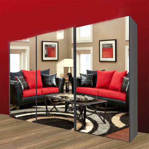 MN Furniture (Grey, 250cm) 2 or 3 Full Mirrored Sliding Door Wardrobe 2
