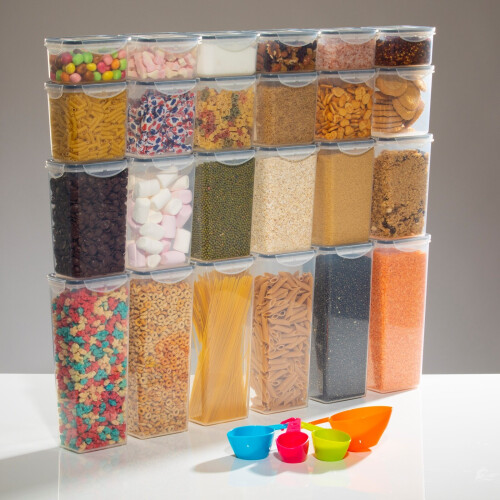 Gr8 Home 24 Pcs Clear Plastic Food Storage Containers Set With Boxes Lids