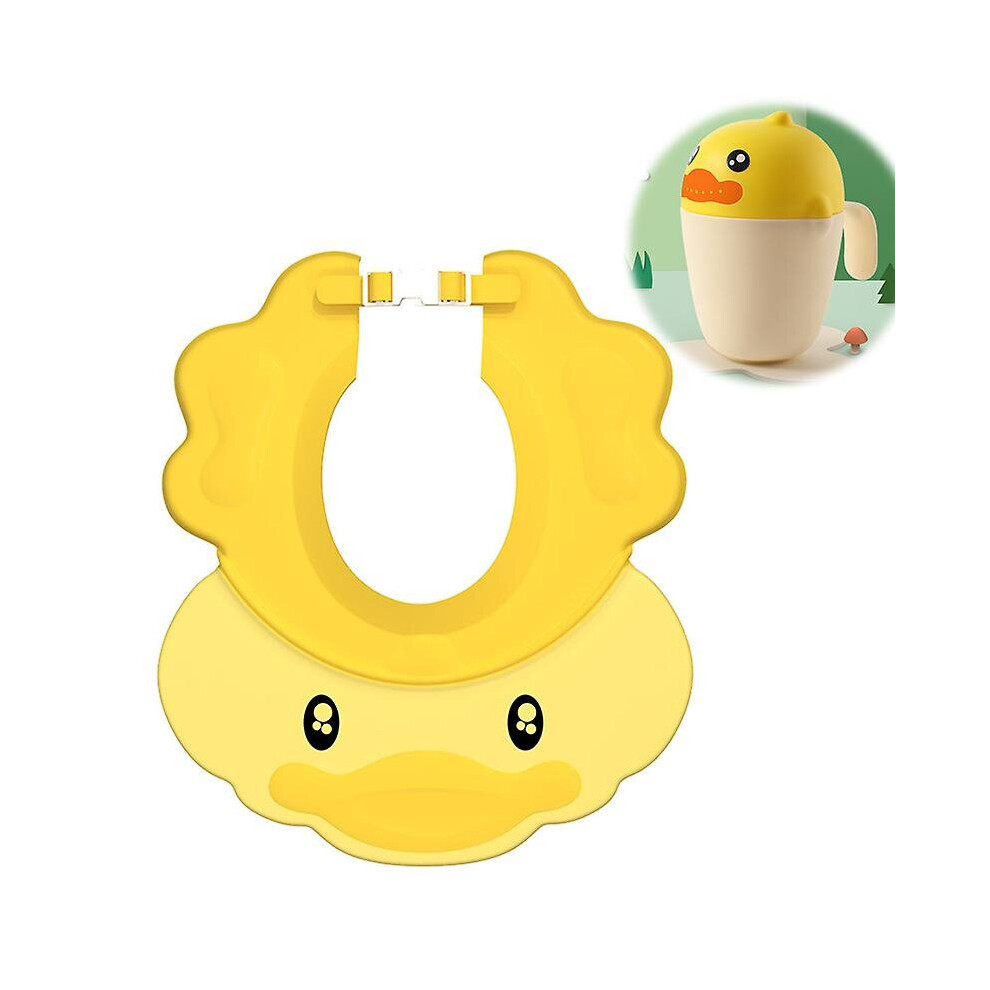 (Yellow) Baby Hair Washing Hat Newborn Shampoo Cap Adjustable Shower Protector