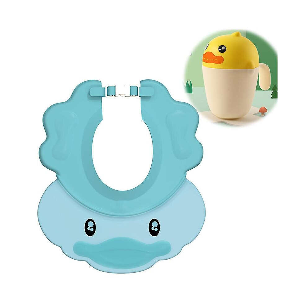 (Blue) Baby Hair Washing Hat Newborn Shampoo Cap Adjustable Shower Protector