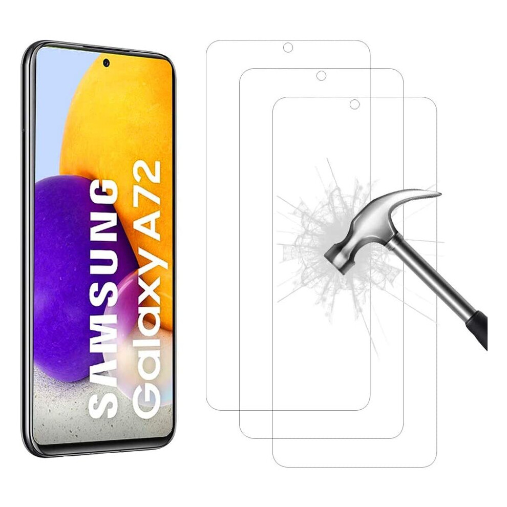 Ahabipers Tempered Glass For Samsung Galaxy A72 Screen Protector, Easy Bubble-Free Installation, 99.99% Hd Clarity, 9H Hardness Tempered Glass 787874002131