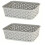 Curver 2 x Grey A6 Small Curver Nestable Plastic Rattan Storage Basket Tray 1