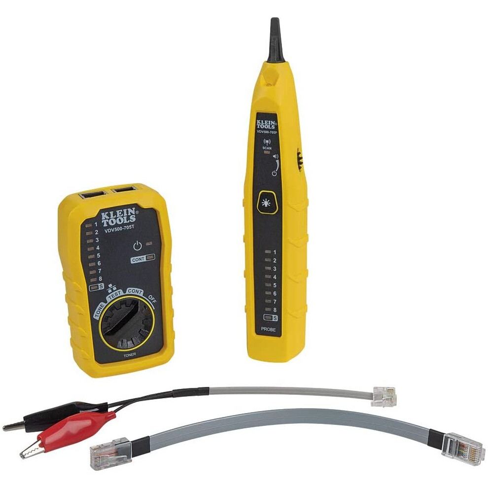 KLEIN TOOLS Tone Generator Kit, Wire Tracer and Tester with Probe Includes Alligator Clips and RJ11 / RJ12 / RJ45 Plug VDV500-705