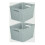 Curver 2 x Grey 18L Curver Nestable Plastic Rattan Storage Basket 35.5cm 1