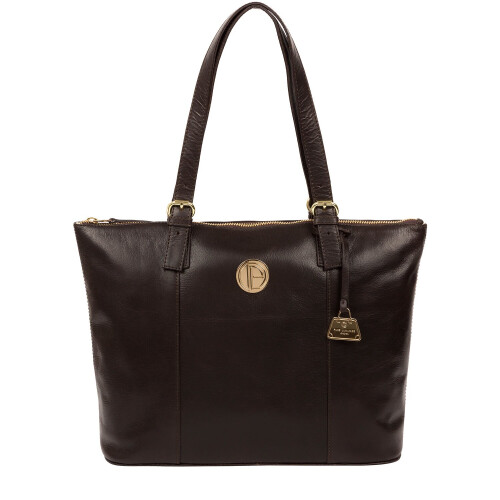 'Aster' Dark Brown Leather Tote Bag