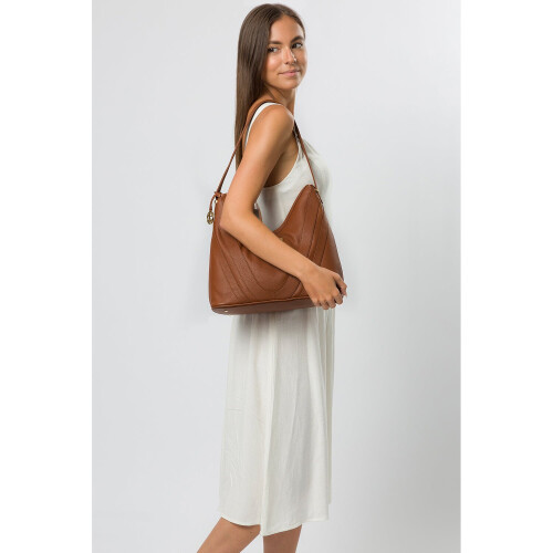 'Felicity' Tan Leather Shoulder Bag 2