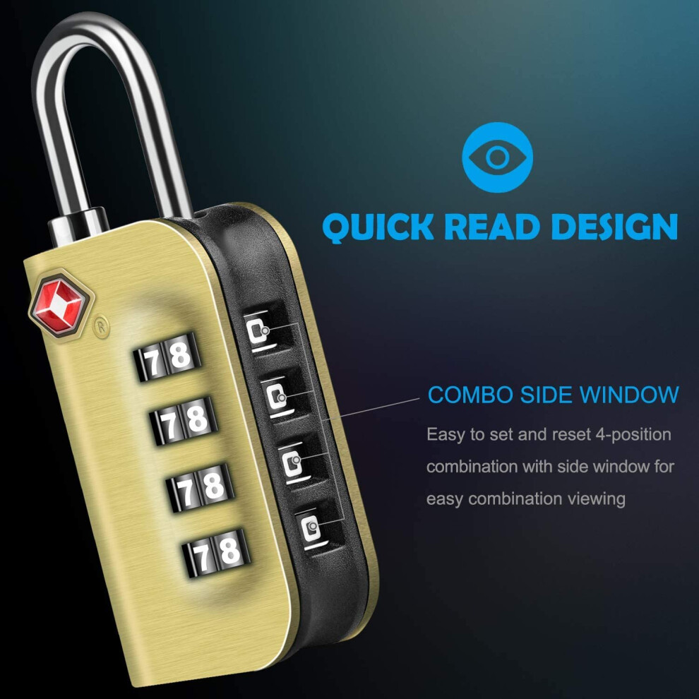 Diyife TSA Luggage Locks, [Newest Version][2 Packs] 4-Digit Security  Padlock, Travel Lock, Combination Padlocks, Code Lock for Travel Suitcases