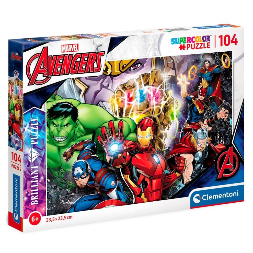 Clementoni Marvel Brilliant Puzzle Of 104 Pieces - 34.3 X 24.3 X 3.5 Cm